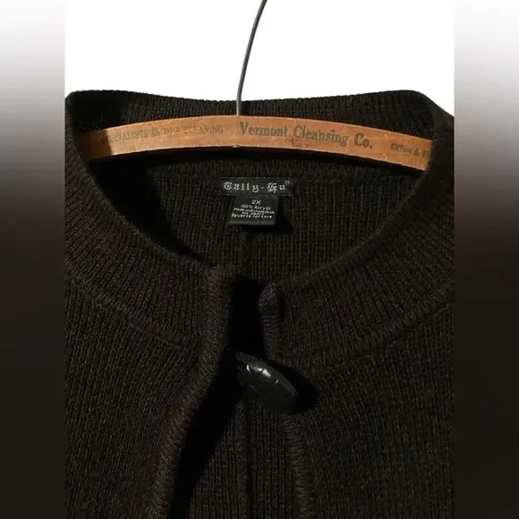 Tally Ho Sweater Poncho Size 2X Brown Fall Excellent Condition Cozy Holidays - Picture 2 of 6